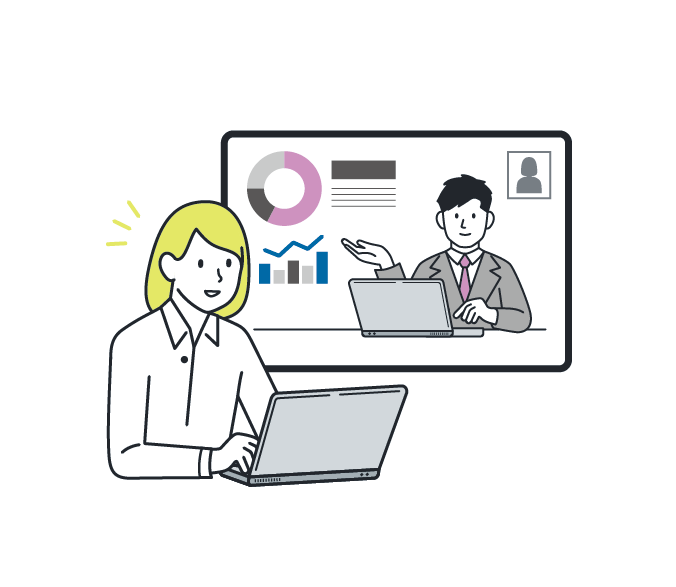 成果に繋げて握手するイメージイラスト